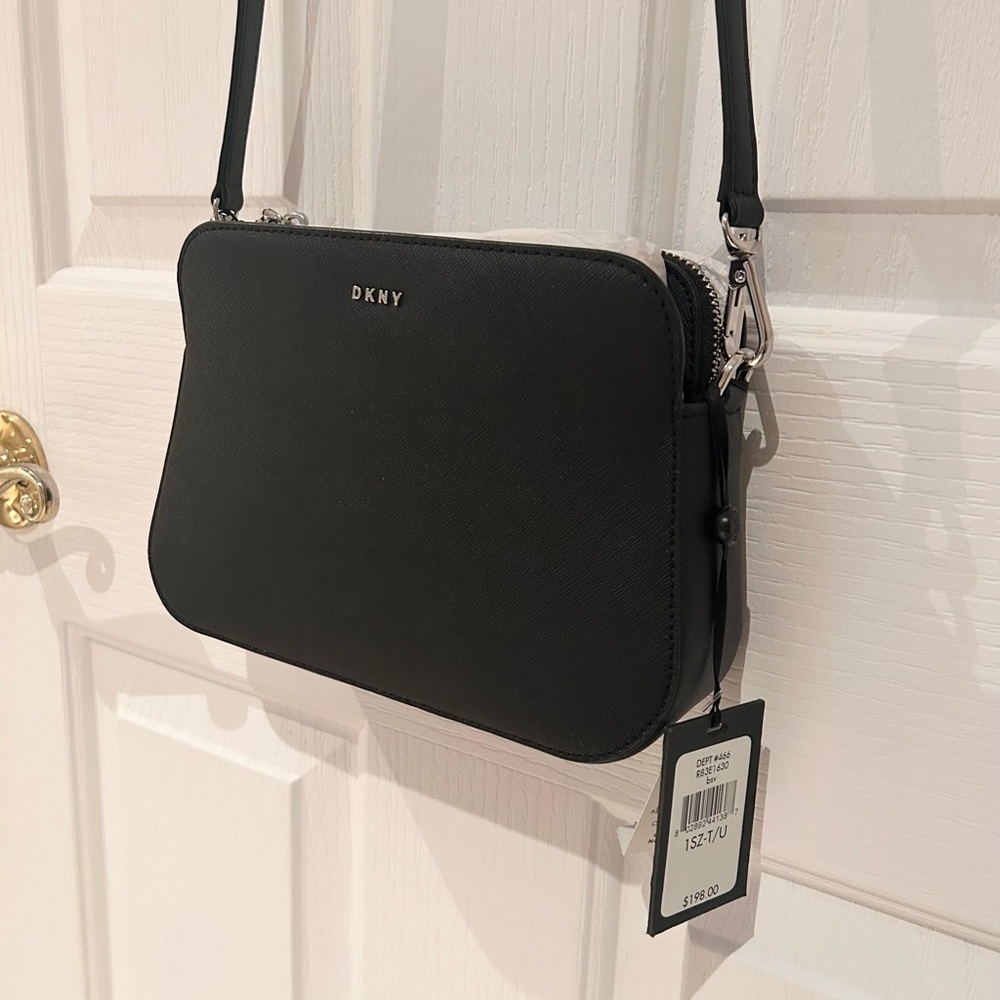 NWT DKNY Women Real Leather Black Crossbody Bag - Picture 3 of 7